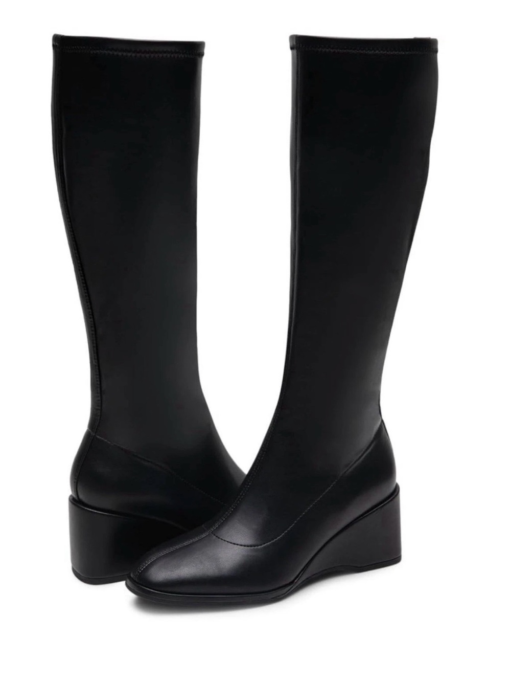 Aerosoles Angela Women's Knee High Boots Stretch Faux Leather Wedge Comfort Boot